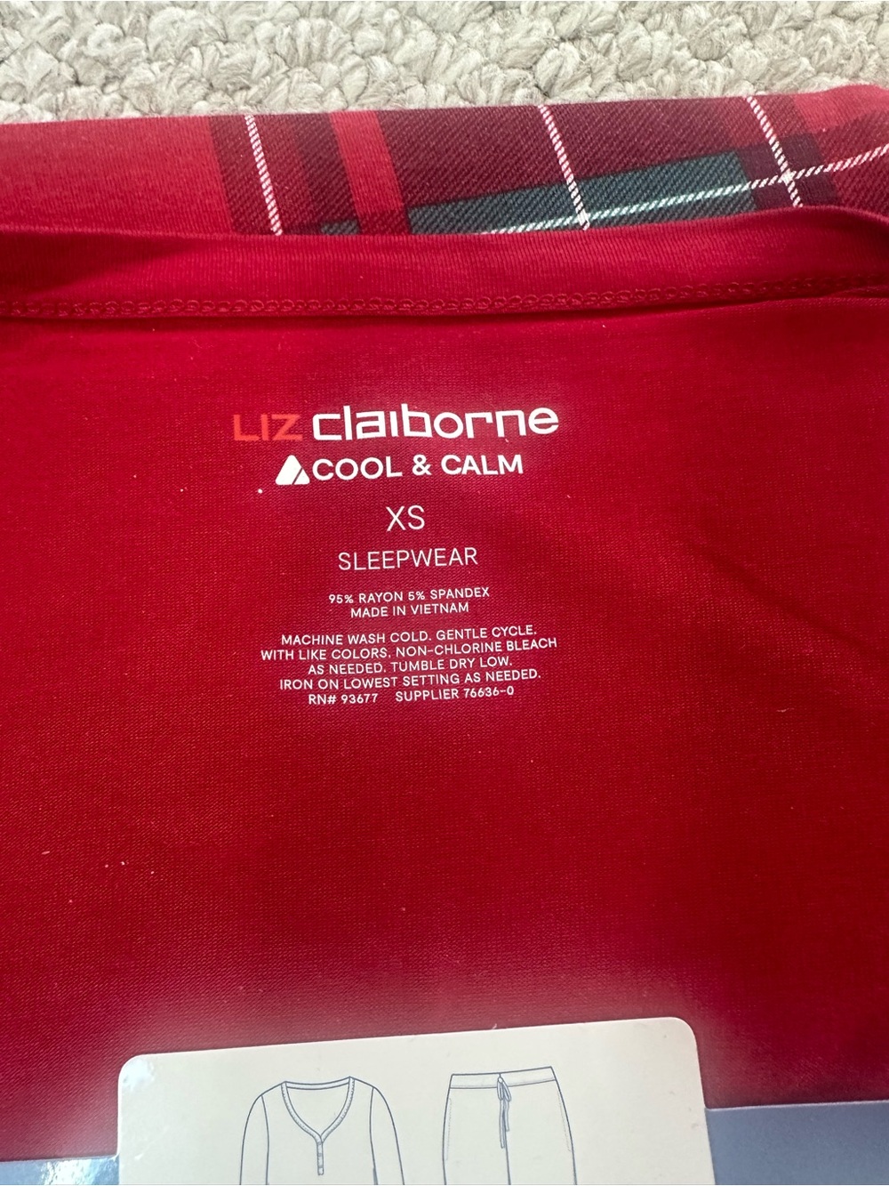 NWT Liz Claiborne Women’s Two-Piece Plaid Sleep Set - Picture 6 of 7